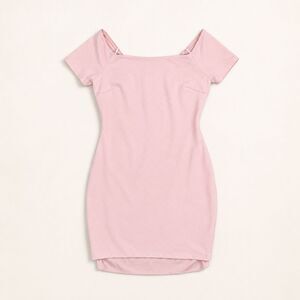 Lulus Womens M Pink Off Shoulder Bodycon Mini Dress Stretch Lined Made in USA